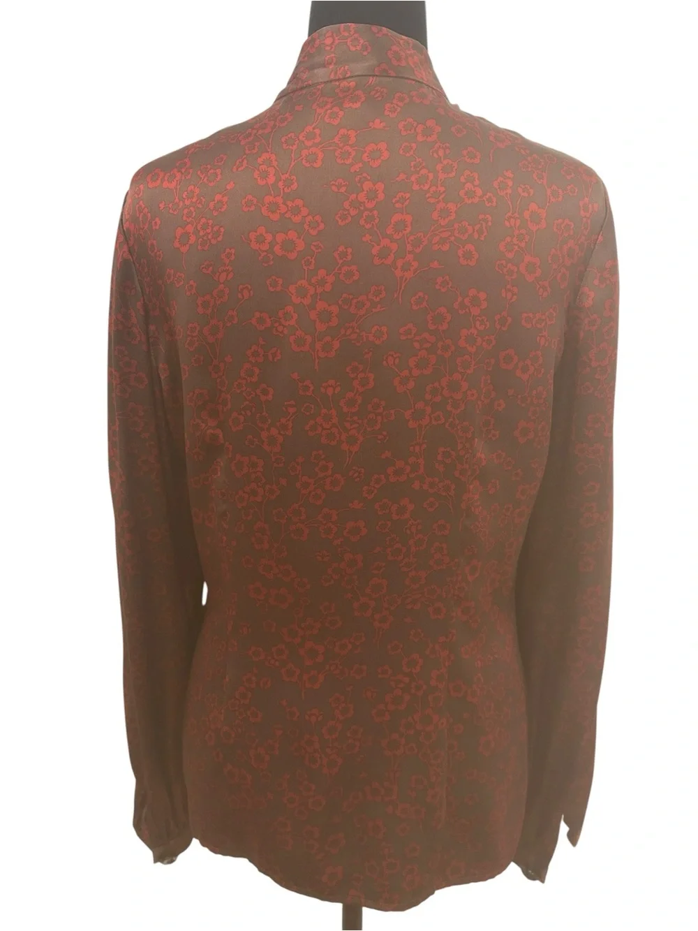 TIBI blouse  Womens 6 silk Floral Tie Neck Ruffle Romantic Dark Academia office